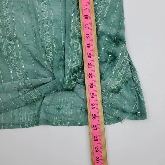 Sami & Jo Green Sequin Embellished Twist Front Blouse Womens Size 1X Plus Top - Picture 14 of 14